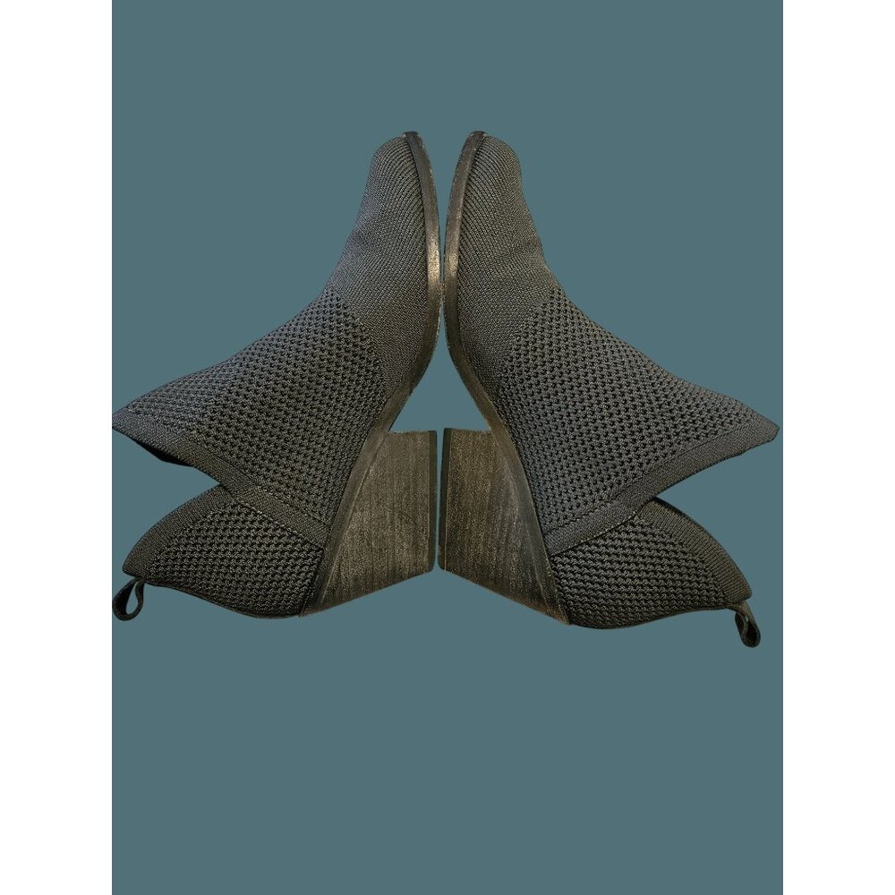 Eileen Fisher Graphite Stretch Knit Stack Heel Bootie Women Size 8.5 Minimalist - Picture 4 of 14